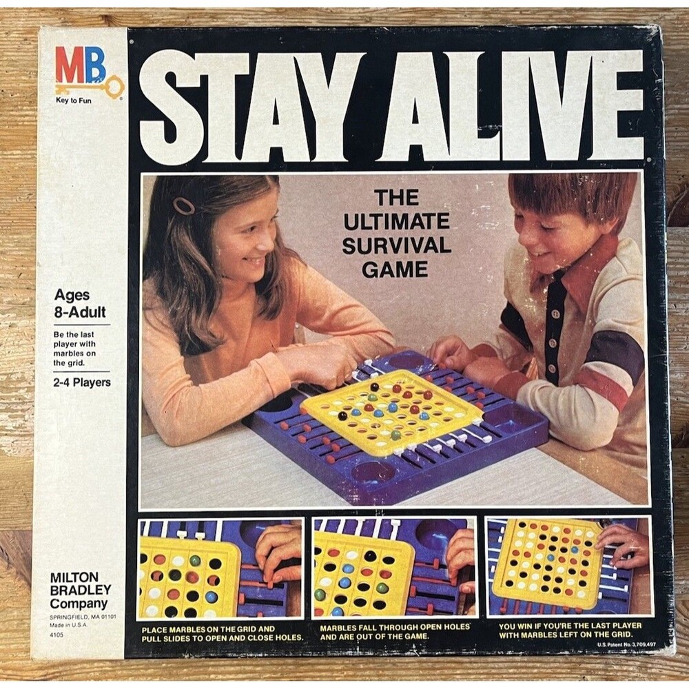 Stay Alive Survival Board Game Vintage Milton Bradley Family Complete Marbles